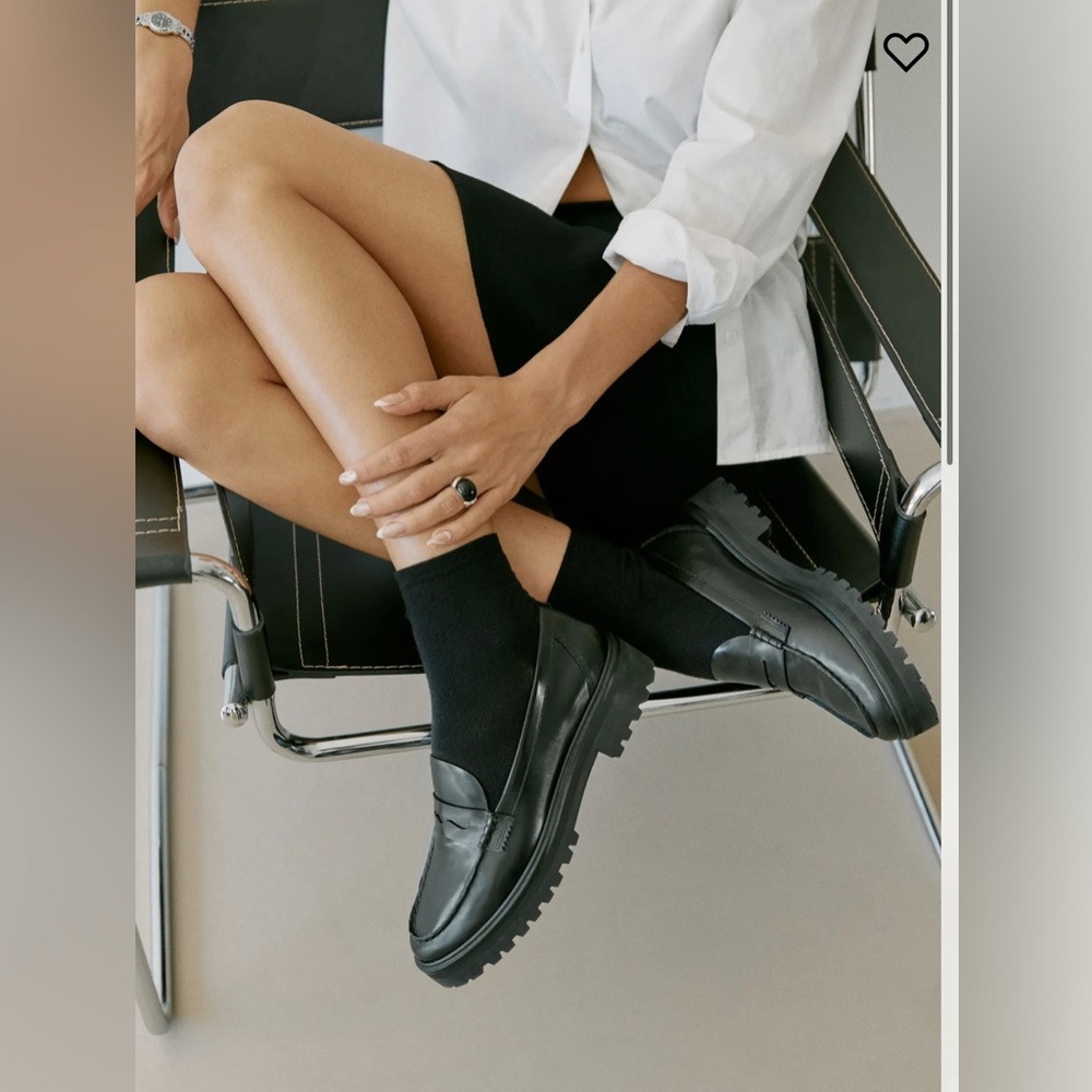 Reformation black leather loafer